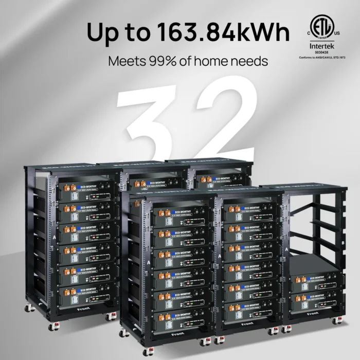 ECO-WORTHY Batería de litio LiFePO4 de 48 V 100 Ah con Bluetooth | UL1973 y UL9540A y CEC | Batería de rack de servidor de 5120 Wh para almacenamiento de energía solar, energía de respaldo en el hogar - Imagen 4